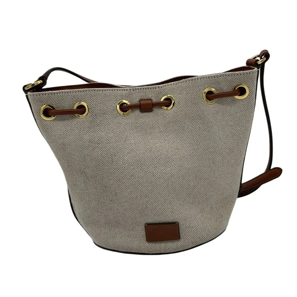 Ralph Lauren Classic Vanilla Lauren Tan Andie Drawstring Bag